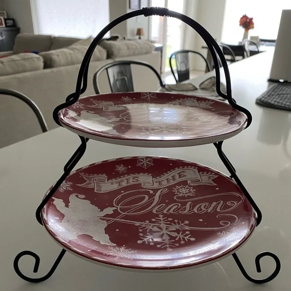 Christmas Appetizer Plates with tree holder - Picture 2 of 2